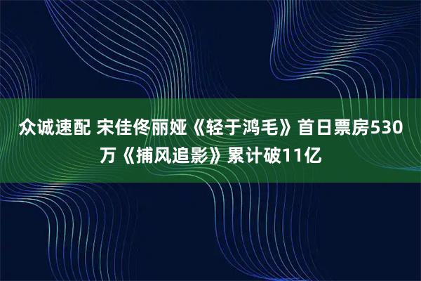 众诚速配 宋佳佟丽娅《轻于鸿毛》首日票房530万《捕风追影》累计破11亿