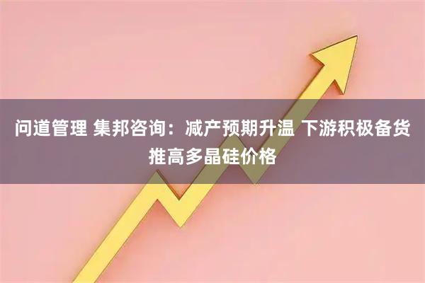 问道管理 集邦咨询：减产预期升温 下游积极备货推高多晶硅价格