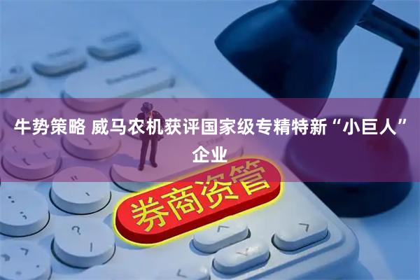 牛势策略 威马农机获评国家级专精特新“小巨人”企业
